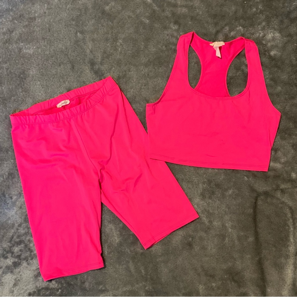 Neon Pink Biker Short Set
